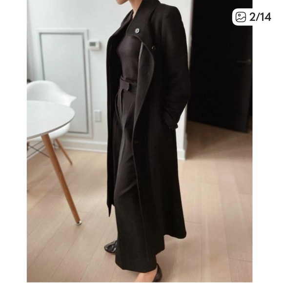 Aritzia Babaton Eckhardt Pleated Wide Leg High Waist Pants Black Trousers Size 4 - Picture 3 of 13